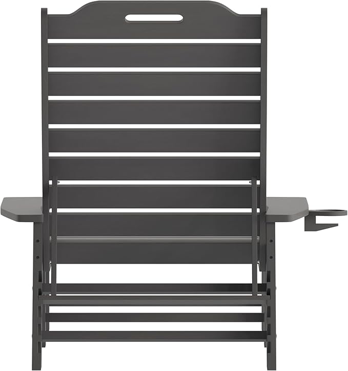 Flash Furniture Monterey Adjustable Adirondack Lounger with Cup Holder- All-Weather Indoor/Outdoor HDPE Lounge Chair, Gray
