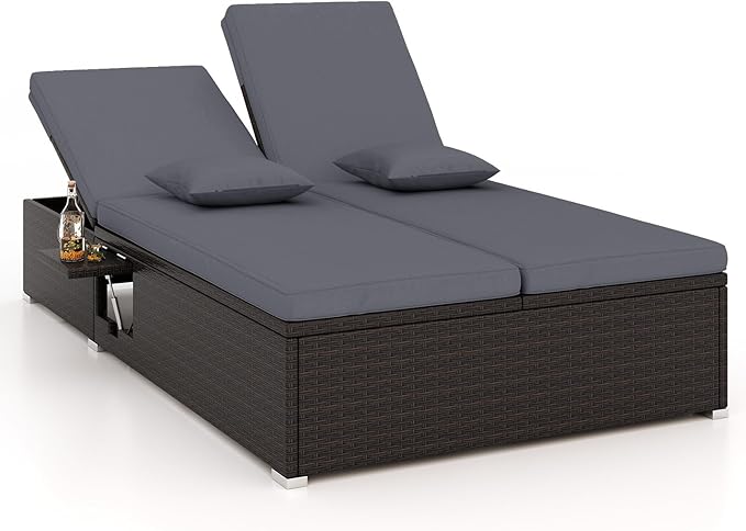 Tangkula Outdoor Rattan Daybed with 6-Level Adjustable Backrests - Photo 1