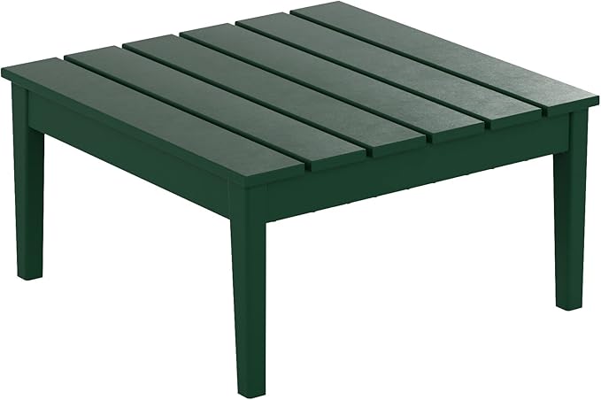 WestinTrends Ashore Outdoor Coffee Table, 32 Inch All Weather Poly Lumber Adirondack Patio Coffee Table Square Low Table, Dark Green