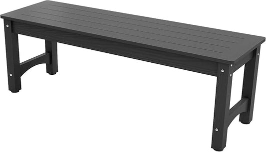 51" 2-Person Outdoor Bench, Weatherproof HIPS Patio Dining Bench Holds up to 800LBS, Poly Lumber Garden Bench with Wood Grains for Porch, Garden, Deck, Entryway, Black