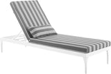 Modway Perspective Aluminum Outdoor Patio Chaise with Cushions, Lounge Chair, White Striped Gray - Photo 2