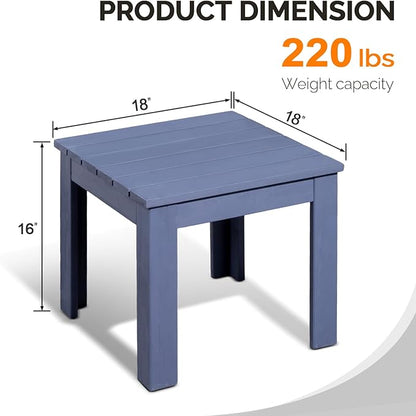 VINGLI Outdoor Wooden Side Table, Square Patio Side Table, Small Outdoor Table for Patio, Backyard, Garden, Poolside, Balcony, Adirondack Conversation End Table (Navy Blue)