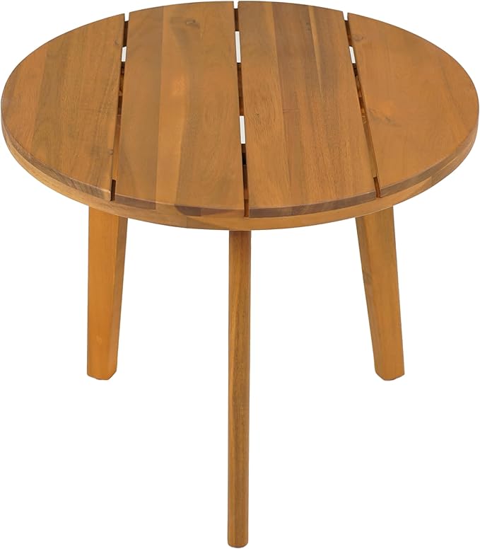 Christopher Knight Home Esther Small Outdoor Round Side Table, Slat Panel Coffee Table, Acacia Wood Side Desk for Backyard Balcony Garden, Weather Resistant Small Patio End Table, Teak