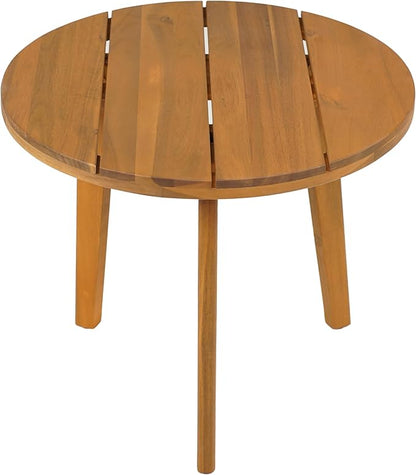 Christopher Knight Home Esther Small Outdoor Round Side Table, Slat Panel Coffee Table, Acacia Wood Side Desk for Backyard Balcony Garden, Weather Resistant Small Patio End Table, Teak