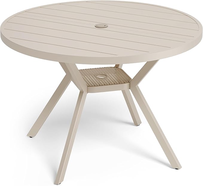 Betterhood 42” Outdoor Patio Table, Metal Patio Dining Table for All Weather, Round Outdoor Coffee Table - Photo 1