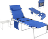 Outsunny Tanning Chair with Face Hole, Side Table - Photo 1