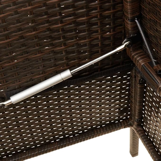 Garden Bench Deck Bench Patio Bench with Cushions Brown Poly Rattan
