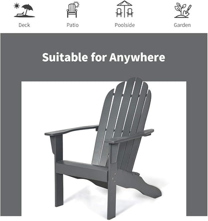 Giantex Adirondack Chair Acacia Wood Outdoor Chairs with 350 lbs Weight Capacity, Weather Resistant Lounge Armchair for Yard, Patio, Garden, Poolside, Balcony, Deck Fire Pit Chairs, Gray