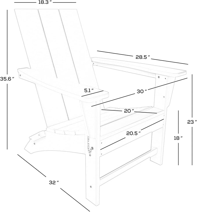WO Home Furniture HDPE Adirondack Chair Folding Poly Lumber All Weather UV/Fade Resistant Heavy Duty for Patio, Backyard, Balcony, Garden, Lawn (White)…