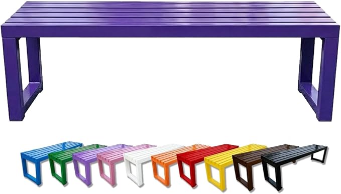 Outdoor Bench Backless Metal Garden Bench, 3.3ft 3.9ft 4.9ft 5.9ft Heavy Duty Weatherproof Patio Bench for 2-3 Person Seating, Steel Park Benches for Outside Yard Front Porch Deck(Purple,5.9ft)
