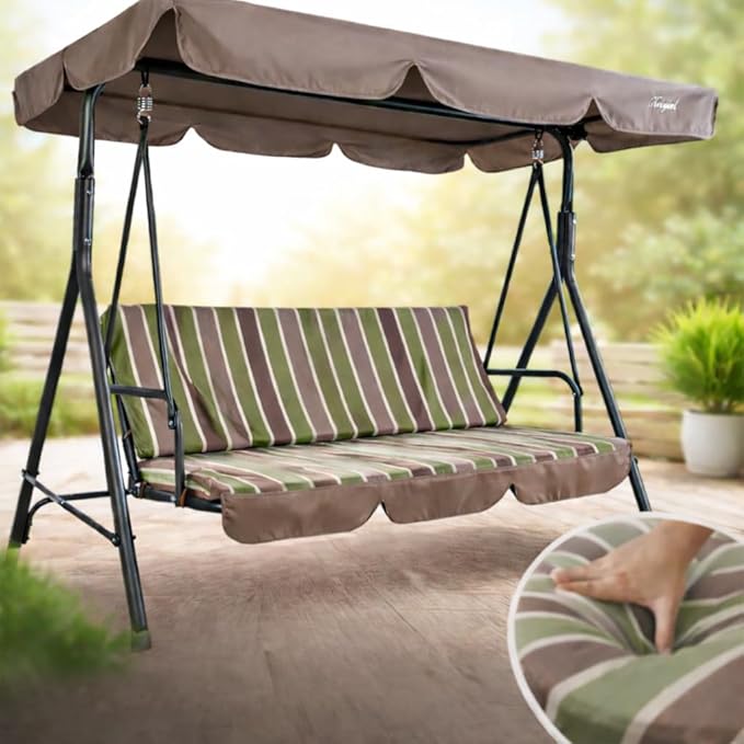 Kozyard Alicia 3-Seat Patio Swing, Outdoor Canopy Swing with Steel Frame - Photo 3