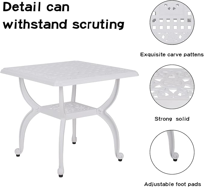 JARDIN DE CENTENNIAL Cast Aluminum Outdoor Side Table, Anti-Rust Outdoor End Table, Patio Coffee Bistro Table for Indoor - Photo 5