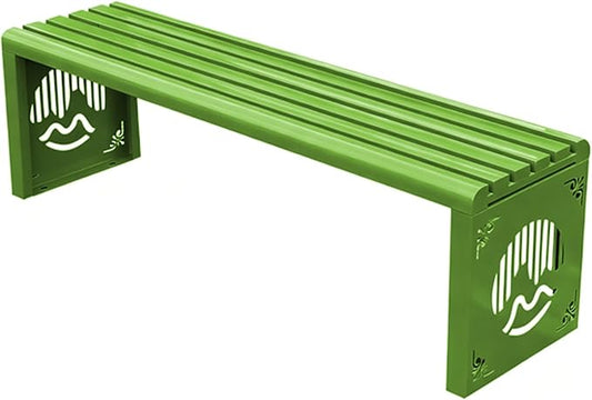 Heavy Duty Outdoor Benches Weatherproof Galvanized Steel Park Benches Slats Design Metal Garden Chair Commercial Street Furniture for School Porch Entryway Lawn(Medium Green,100cm(39.37in))