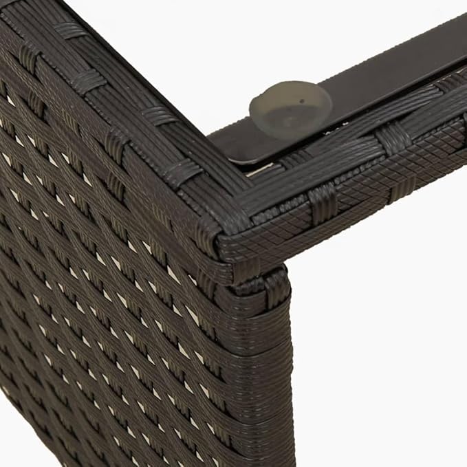 vidaXL Patio Sofa Set - L-Shaped Black Poly Rattan, Powder-Coated Steel Frame with Cream Cushions, Tempered Glass Coffee Table for Garden/Deck