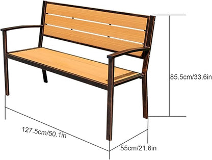 Outdoor Patio Bench Entryway Lounge Furniture 2-Person Seat Bench for Backyard, Garden Rustic Country Design