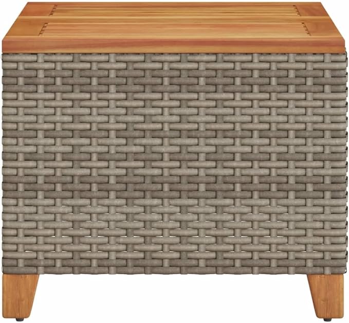 Modern Square Outdoor Garden Table, 17.7-Inch Small Patio Side Table, Synthetic Poly Rattan End Table for Balcony, Porch - Photo 6