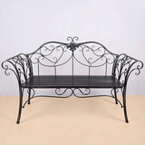 52" Patio Garden Bench, Outdoor Retro Park Benches, Metal Bench Chair 2 Seaters with Backrest and Armrest, for Yard - Photo 1