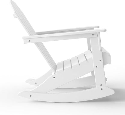 WestinTrends Malibu 2 Piece Set Outdoor/Patio Poly Adirondack Rocking Chairs (2 Seater), White