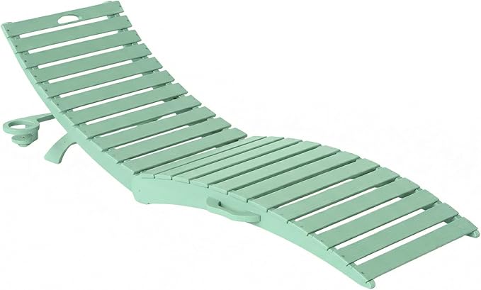 Pre-Assembled Folding in-Pool Lounge Chair, HDPE Outdoor Chaise Lounge with Cup Holder, Pool Lounge Chair for Poolside - Photo 1