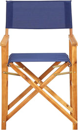 Garden Bench, Stylish Folding Chair, Solid Acacia Wood, Blue Polyester Fabric for Outdoor Terrace, Bar, Dining, Leisure - Photo 2
