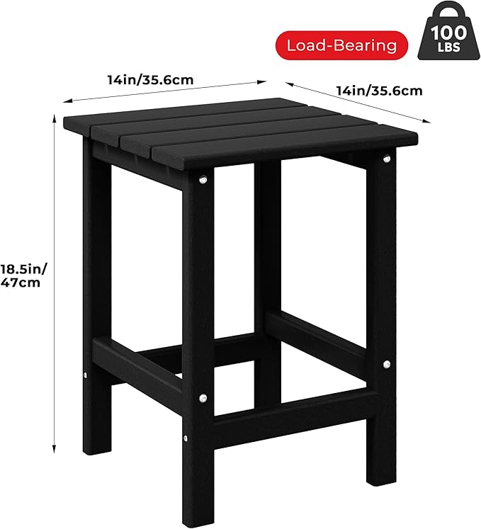 Costaelm Square Outdoor Side Tables, Adirondack Patio Tables for Outside, HDPE Patio End Table Weather Resistant - Photo 2