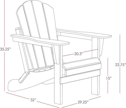 Costaelm Outdoor Folding Chair, Outdoor Seating Folding Firepit Chairs, All Weather Poly Adirondack Chair for Deck Backyard Garden Lawn Pool Patio, Dark Brown