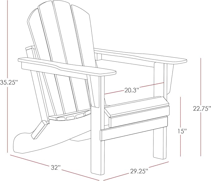 Costaelm Outdoor Folding Chair, Outdoor Seating Folding Firepit Chairs, All Weather Poly Adirondack Chair for Deck Backyard Garden Lawn Pool Patio, Red