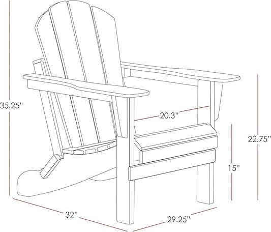 Costaelm Outdoor Folding Chair, Outdoor Seating Folding Firepit Chairs, All Weather Poly Adirondack Chair for Deck Backyard Garden Lawn Pool Patio, Black