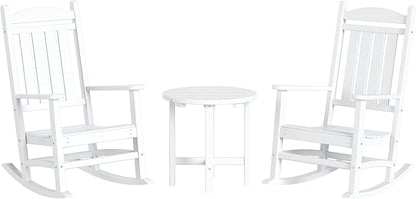WestinTrends Malibu 3-Piece Set Outdoor/Patio Rocking Chairs with a Side Table (2 Seater), White
