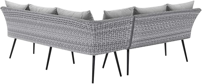Endeavor Outdoor Patio Wicker Rattan Outdoor Patio Wicker Rattan Seating Set in Gray Gray - Photo 5