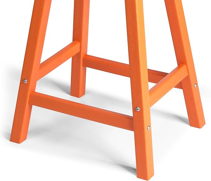 WestinTrends Malibu 24 Inch Outdoor Bar Stools, All Weather Resistant Poly Lumber Adirondack Counter Height Stools, Orange