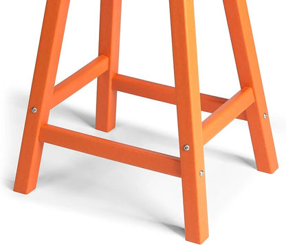 WestinTrends Malibu 24 Inch Outdoor Bar Stools, All Weather Resistant Poly Lumber Adirondack Counter Height Stools, Orange