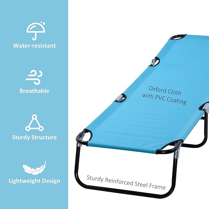 Outsunny Folding Chaise Lounge Pool Chairs, Outdoor Sun Tanning Chairs with 5-Level Reclining Back - Photo 5