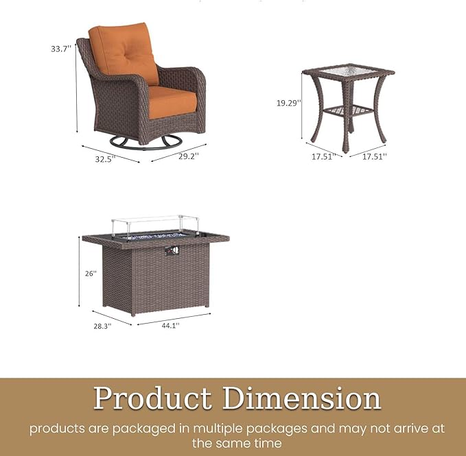 7 Piece Patio Furniture Set with Fire Pit Table - Photo 2