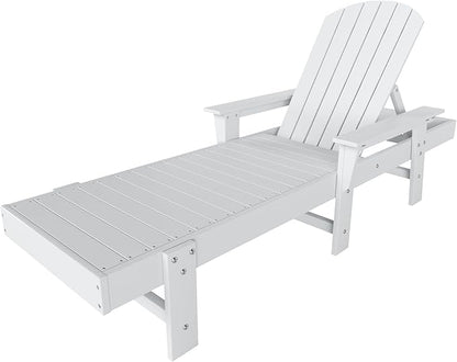 WestinTrends Dylan HDPE Outdoor Patio Poly Adirondack Reclining Chaise Lounge with Arms, White