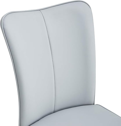 Modern Dining Chairs,Pu Upholstered Leather Chair and Sturdy Metal Legs,Comfortable Ergonomic Large Backrest Design,Applicable to Front Porch,Outdoor Lounge,Garden,Reception Room,Patio,LightGray-PU