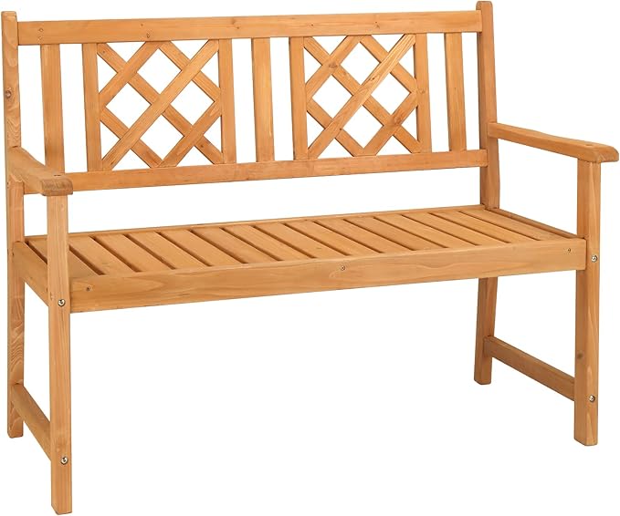 Outdoor Bench Garden Bench 118x56.5x90cm, Patio Bench with Back, Park Front Porch Benches for Outside, Rustic Wood Bench, Patio Seating,Bench Patio Furniture for Porch 46.46" L x 20.87" W x 35.43" H