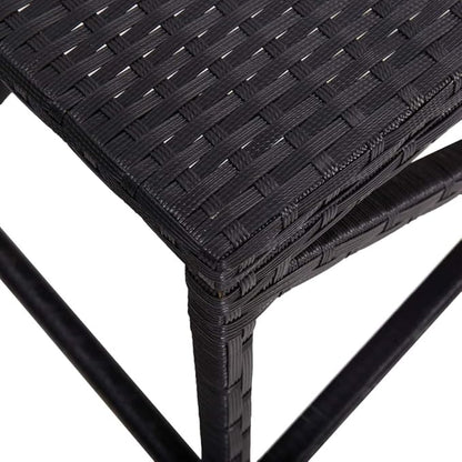 Bench Black Poly Rattan, Powder-Coated Steel Garden Bench Garden Seating for Courtyard 47.2 in Durable