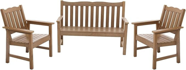 Stoog All-Weather Garden Bench & Chairs Set, 3-Piece Patio Furniture Set, Include 2 Outdoor Chairs and 1 Outdoor Bench - Photo 1