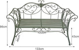 Outdoor Metal Garden Bench Chair Doubel Seat with Decorative Cast Iron Backrest, Balcony Park Bench, for Garden, Yard - Photo 2