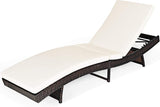 Tangkula Outdoor Folding Chaise Lounger, Rattan Patio Lounge Chair with Removable Thick Cushion, 5 Adjustable Levels - Photo 1