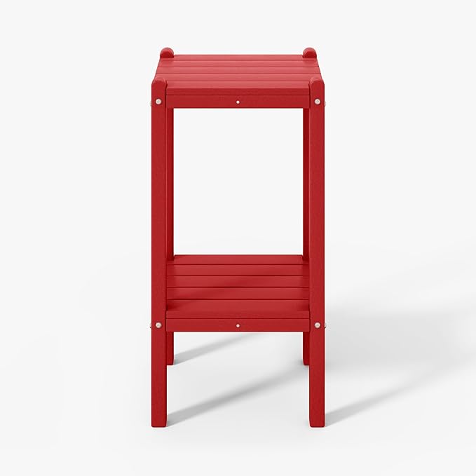 WestinTrends Malibu 36" Outdoor Adirondack HDPE 2-Tier Patio Side Table, Red