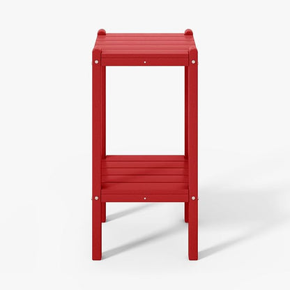 WestinTrends Malibu 36" Outdoor Adirondack HDPE 2-Tier Patio Side Table, Red