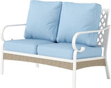 Metal Patio Furniture Loveseat Sofa with 5.75" Extra Thick Waterproof Cushion - Photo 8