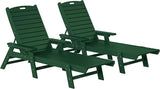 WestinTrends Malibu Poly Reclining Chaise Lounge (Set of 2) Dark Green - Photo 3
