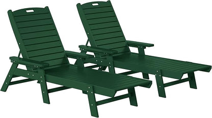 WestinTrends Malibu Poly Reclining Chaise Lounge (Set of 2) Dark Green