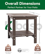 Kibaso-Adirondack Outdoor Side Table, 2-Tier HDPE Outdoor End Table, Weather Resistant Easy Maintenance - Photo 3