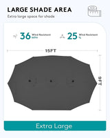 SERWALL HDPE Patio Furniture Set with 15FT Double Side Patio Umbrella - Photo 6