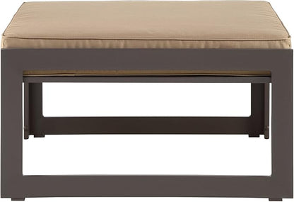 Modway Fortuna Aluminum Outdoor Patio Ottoman in Brown Mocha