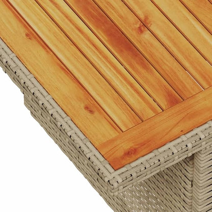 vidaXL Height Adjustable Rectangular Garden Table Beige Acacia Wood with Powder Coated Steel Frame for Outdoor Dining and Coffee Serving Perfect Patios Balconies Gardens Patio Furniture